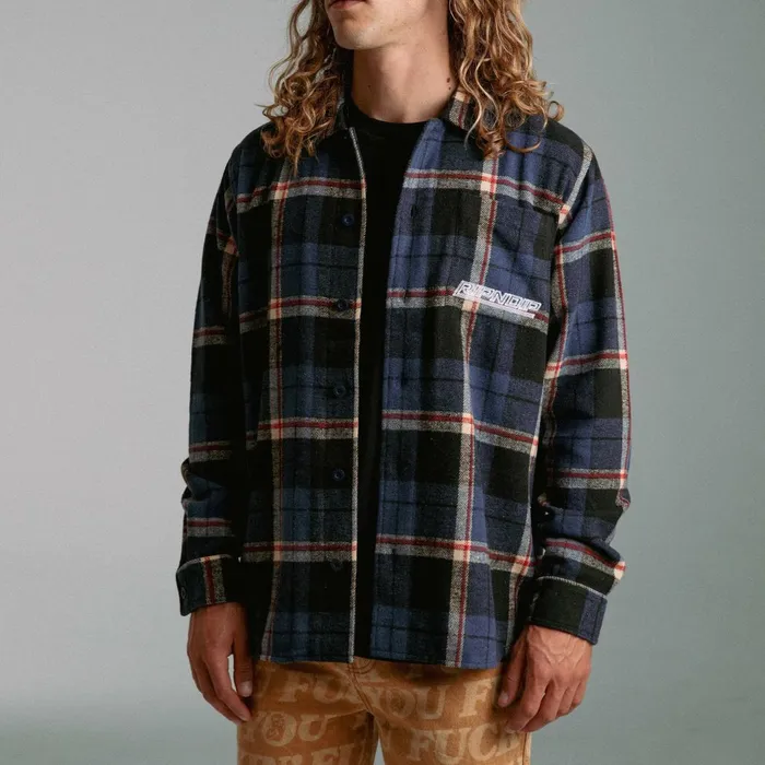 Ripndip Robo Button Up Flannel Navy Knits Sweaters Ripndip Robo Button Up Flannel Navy Knits Sweaters