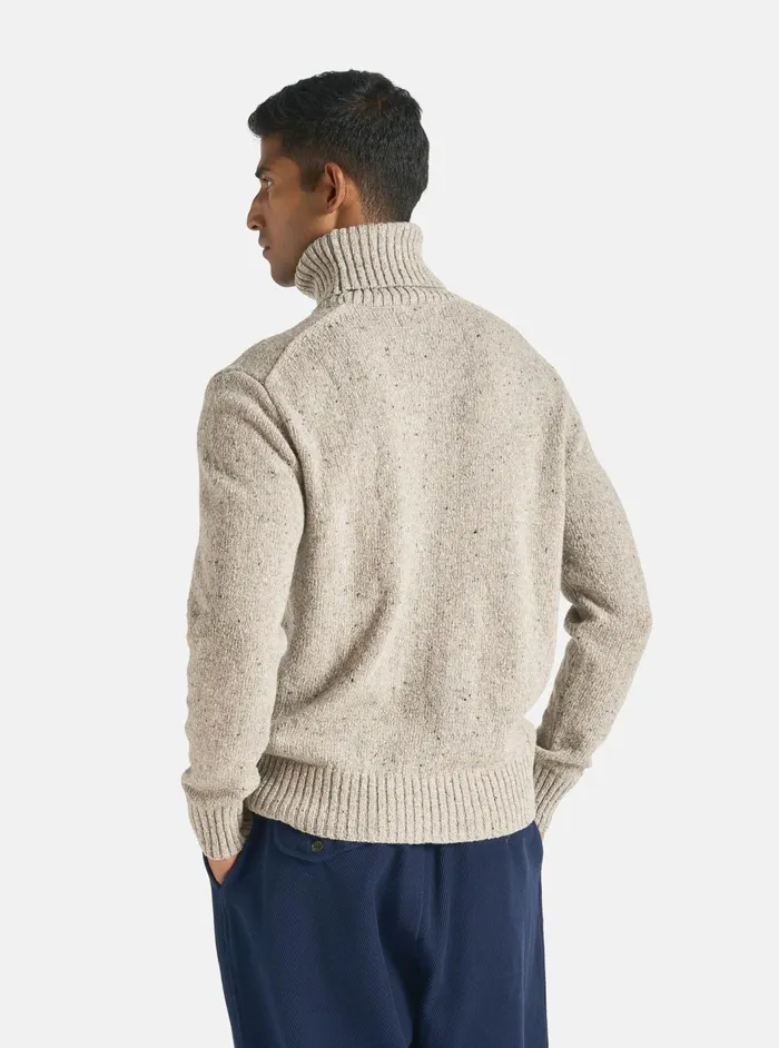 Roll Neck In Oatmeal Tweed Knit Men Universal Works Knitwear