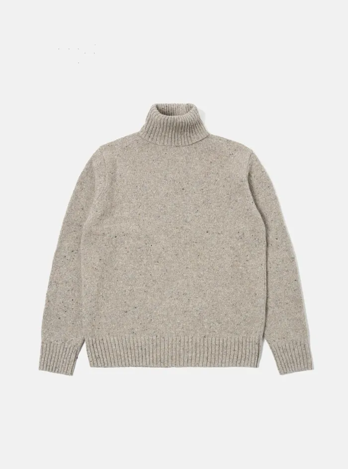 Roll Neck In Oatmeal Tweed Knit Men Universal Works Knitwear