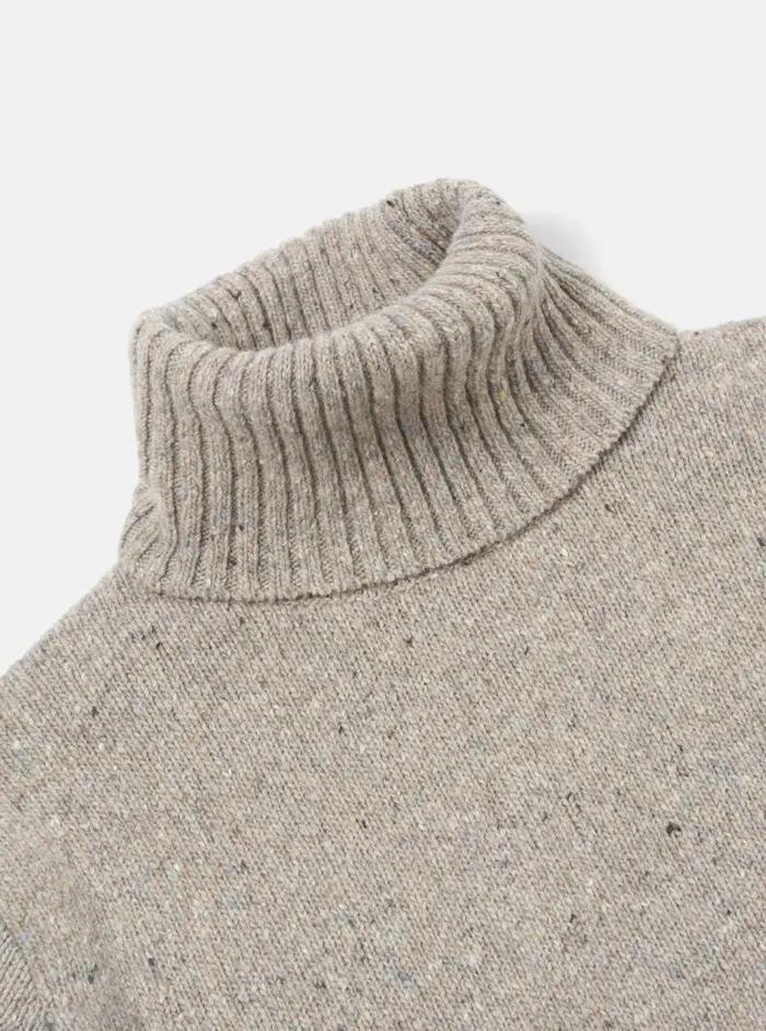 Roll Neck In Oatmeal Tweed Knit Men Universal Works Knitwear