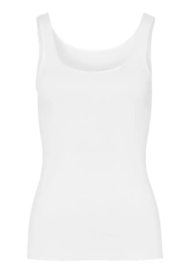 Round Neck Cotton Tank Top White Women HANRO Tank Tops