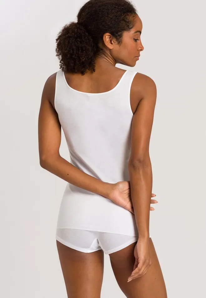 Round Neck Cotton Tank Top White Women HANRO Tank Tops