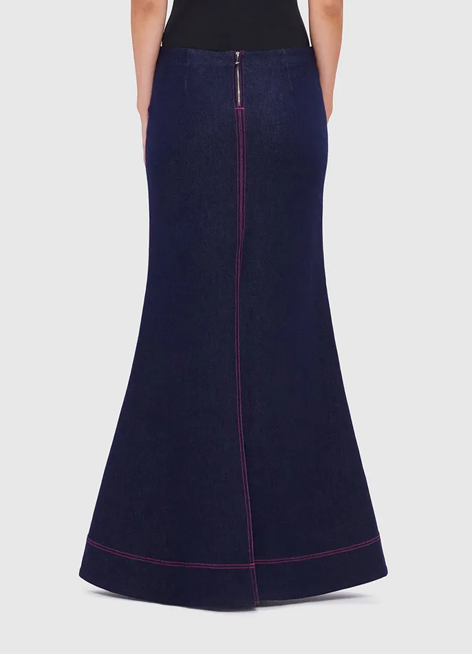 Roxanne Denim Maxi Skirt 8211 Indigo Women Suiting LEO LIN