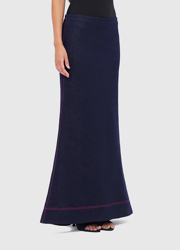 Roxanne Denim Maxi Skirt 8211 Indigo Women Suiting LEO LIN