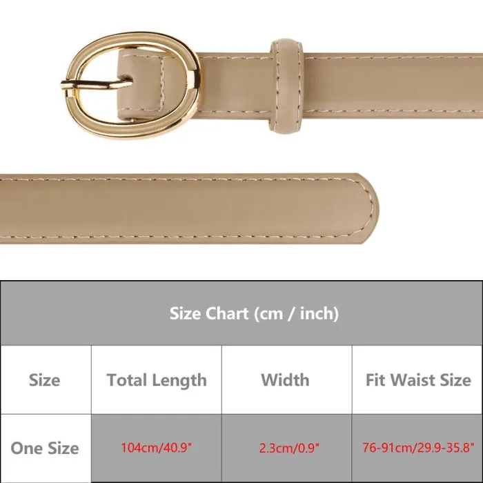 RWandCO Belts Allegra K Faux Leather Belt With Gold Buckle Light Khaki 8211 Women