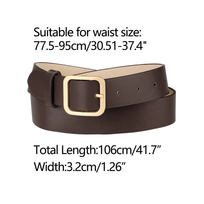 RWandCO Belts Allegra K Square Pin Gold Buckle Wide Leather Waist Belt Coffeegolden Buckle 8211 Women RWandCO Belts Allegra K Square Pin Gold Buckle Wide Leather Waist Belt Coffeegolden Buckle 8211 Women