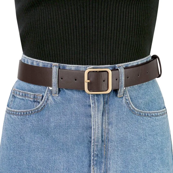 RWandCO Belts Allegra K Square Pin Gold Buckle Wide Leather Waist Belt Coffeegolden Buckle 8211 Women RWandCO Belts Allegra K Square Pin Gold Buckle Wide Leather Waist Belt Coffeegolden Buckle 8211 Women