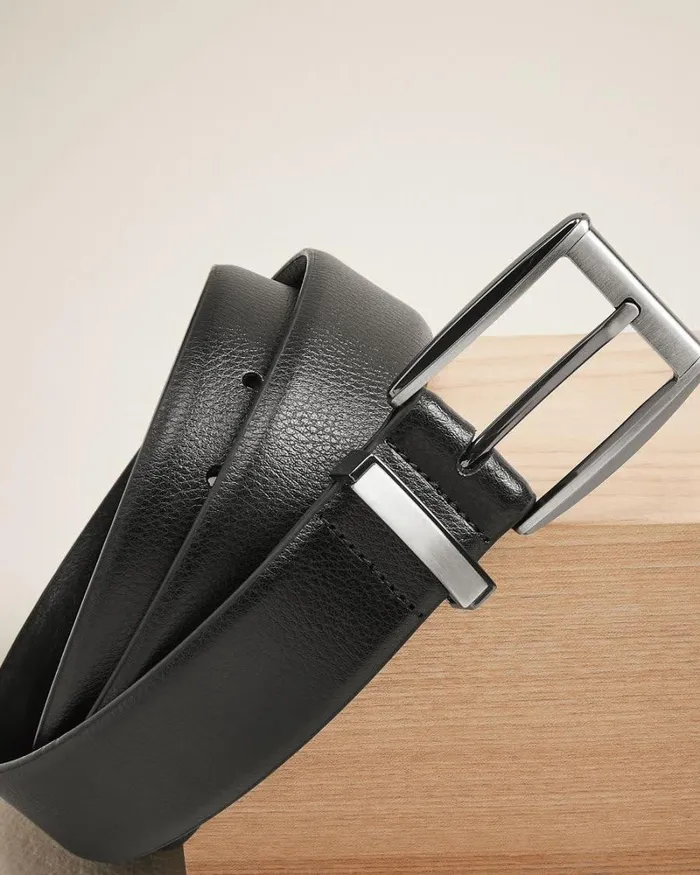RWandCO Belts and Suspenders Textured Black Leather Belt Black 8211 Men