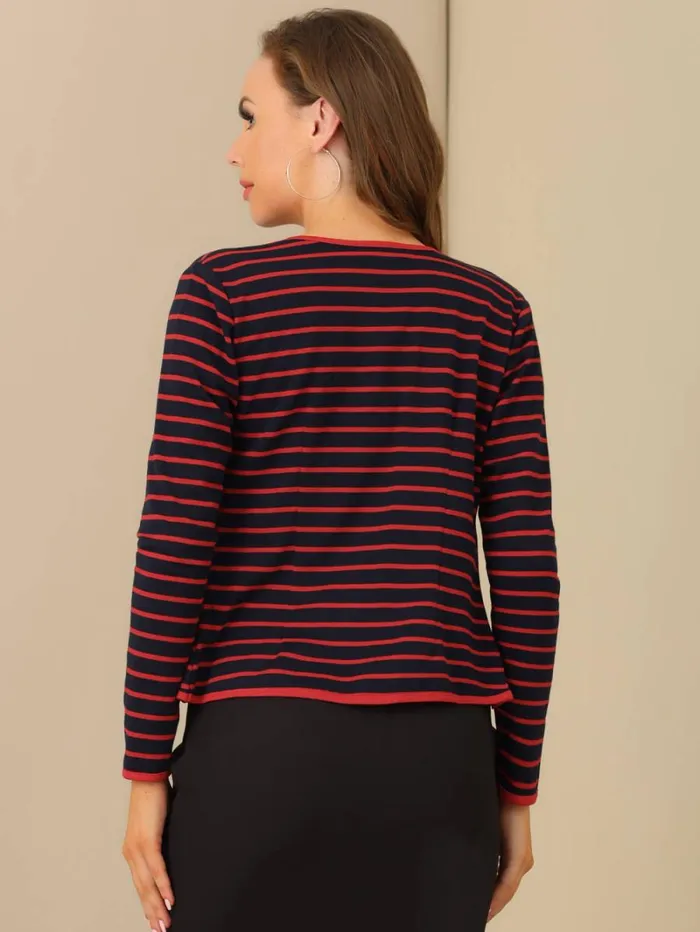 RWandCO Blazers Allegra K Notched Lapel Casual Striped Blazer Red Blue 8211 Women RWandCO Blazers Allegra K Notched Lapel Casual Striped Blazer Red Blue 8211 Women