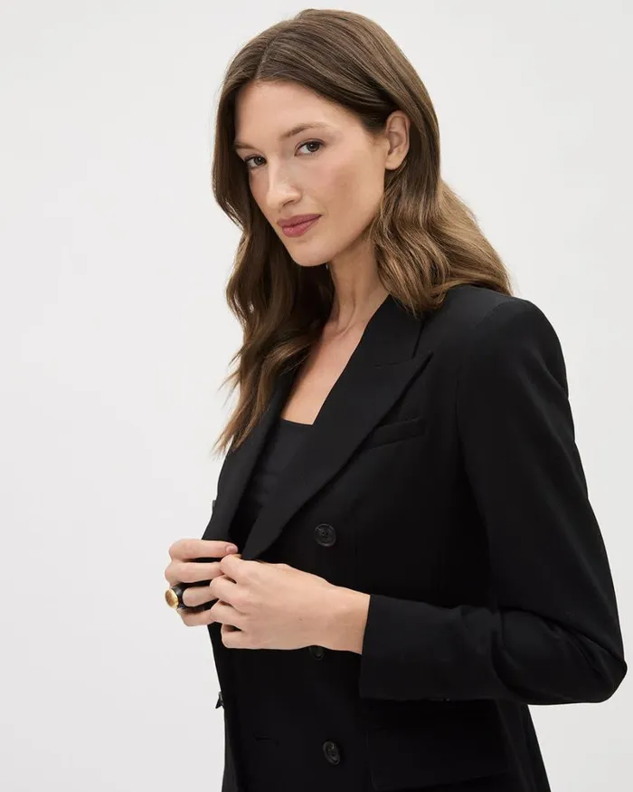 RWandCO Blazers Black DoubleBreasted Fitted Blazer Black 8211 Women