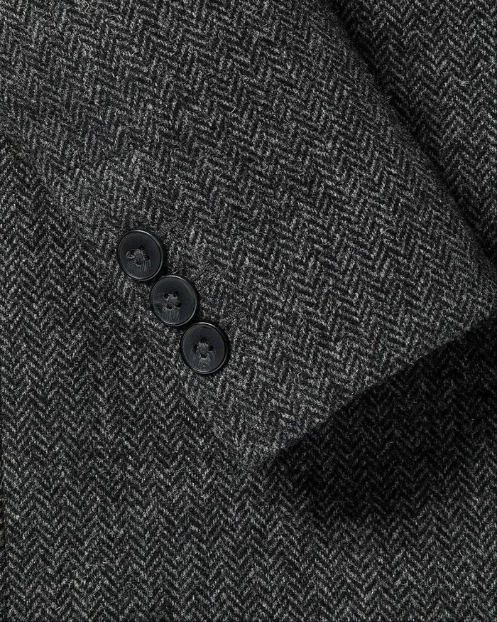 RWandCO Blazers Herringbone TwoButton Wool Blazer Herringbone Grey Mix 8211 Women