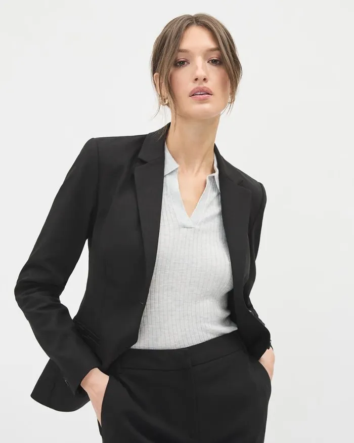RWandCO Blazers Limitless Black TwoButton Short Fitted Blazer Black 8211 Women RWandCO Blazers Limitless Black TwoButton Short Fitted Blazer Black 8211 Women