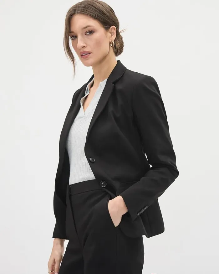 RWandCO Blazers Limitless Black TwoButton Short Fitted Blazer Black 8211 Women RWandCO Blazers Limitless Black TwoButton Short Fitted Blazer Black 8211 Women