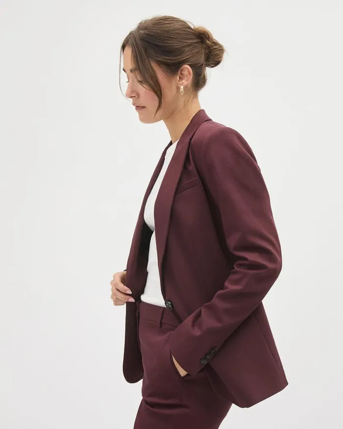 RWandCO Blazers Limitless OneButton Fitted Blazer Vineyard Wine 8211 Women
