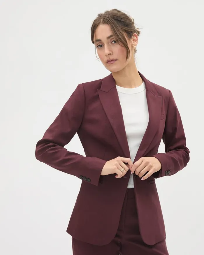RWandCO Blazers Limitless OneButton Fitted Blazer Vineyard Wine 8211 Women RWandCO Blazers Limitless OneButton Fitted Blazer Vineyard Wine 8211 Women