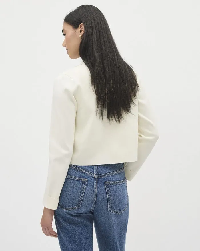 RWandCO Blazers Open Cropped Sweater Blazer Coconut Milk 8211 Women RWandCO Blazers Open Cropped Sweater Blazer Coconut Milk 8211 Women