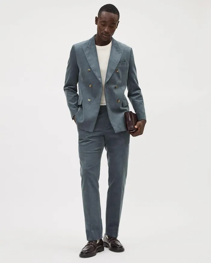 RWandCO Blazers TailoredFit Corduroy Suit Pant Blue Horizon 8211 Men