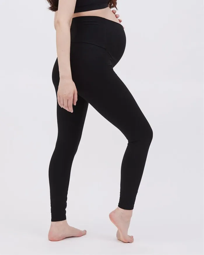 RWandCO Bottoms OverTheBelly Band Cotton Spandex Legging 8211 Thyme Maternity Black 8211 Women RWandCO Bottoms OverTheBelly Band Cotton Spandex Legging 8211 Thyme Maternity Black 8211 Women