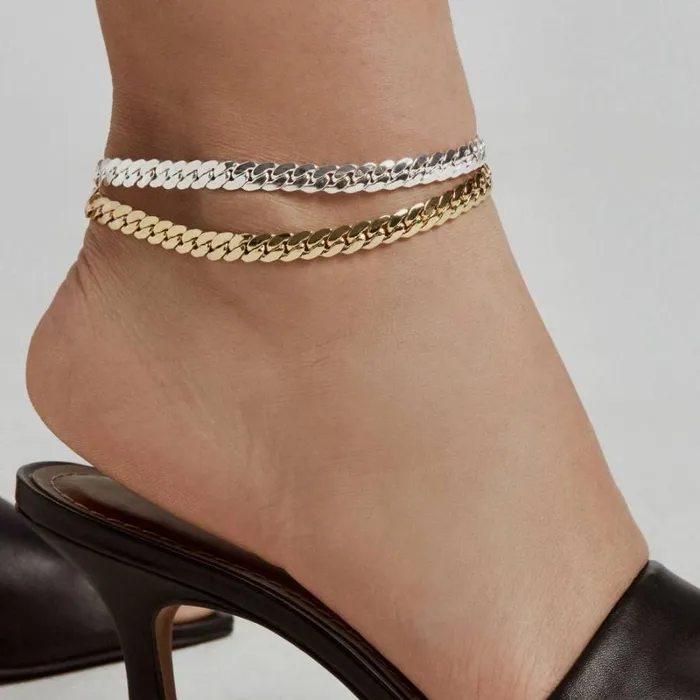 RWandCO Bracelets and Rings DRAE Collection 8211 Curb Chain Anklet Silver 8211 Women