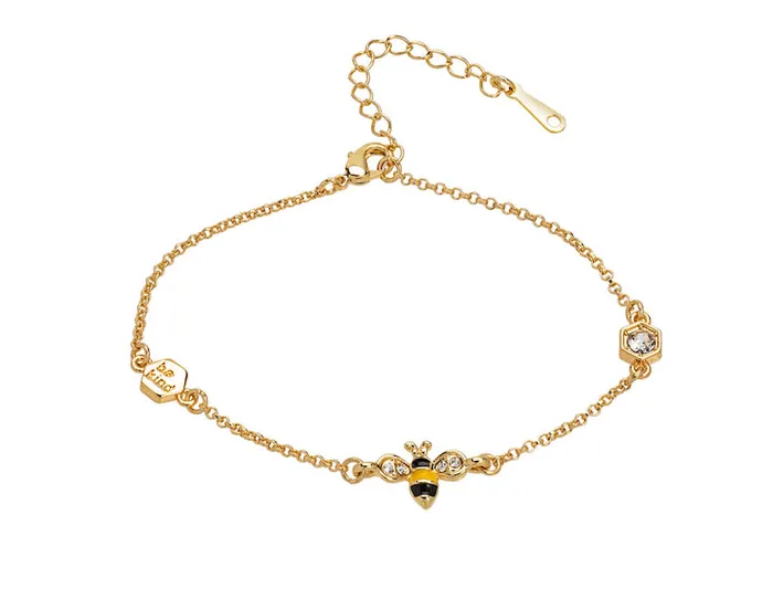 RWandCO Bracelets and Rings Goldtone 034Bee Kind034 Honeycomb Charm Bracelet 8211 Callura Gold 8211 Women RWandCO Bracelets and Rings Goldtone 034Bee Kind034 Honeycomb Charm Bracelet 8211 Callura Gold 8211 Women
