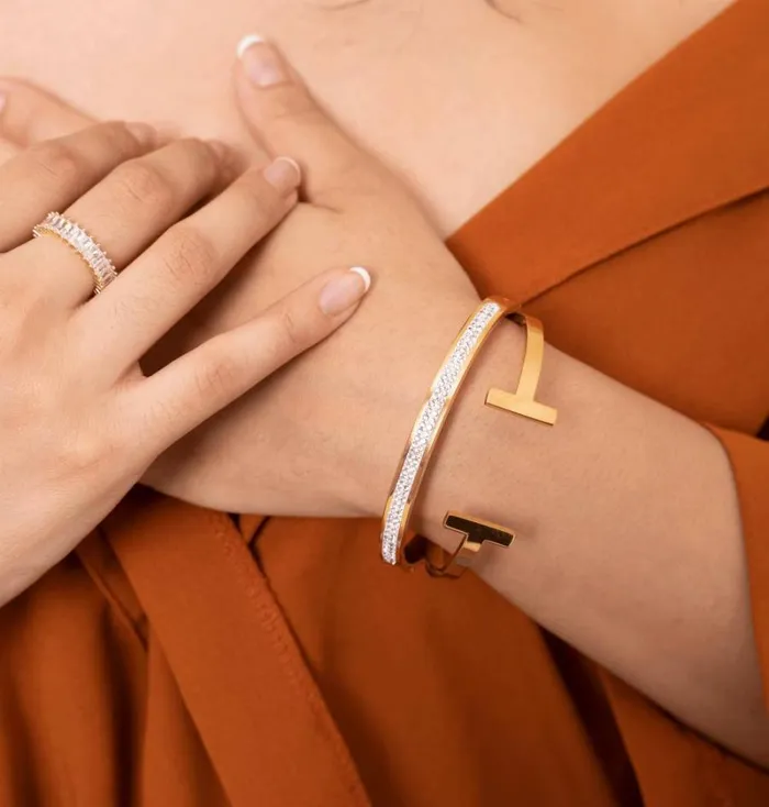 RWandCO Bracelets and Rings Jewels By Sunaina 8211 BRIDGET Bangle Gold 8211 Women