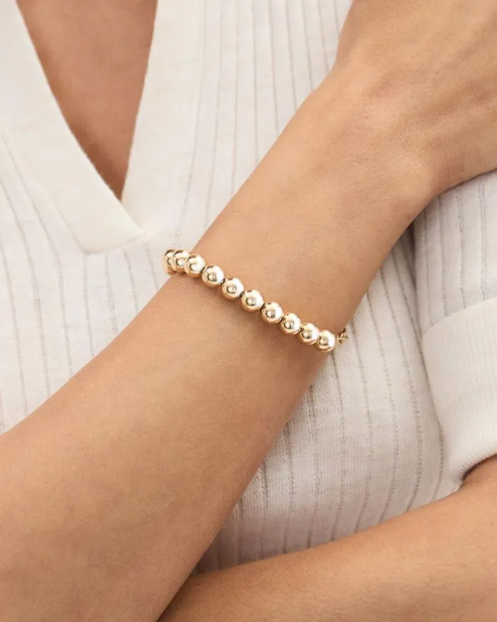 RWandCO Bracelets and Rings Metal Beaded Bracelet Gold 8211 Women RWandCO Bracelets and Rings Metal Beaded Bracelet Gold 8211 Women