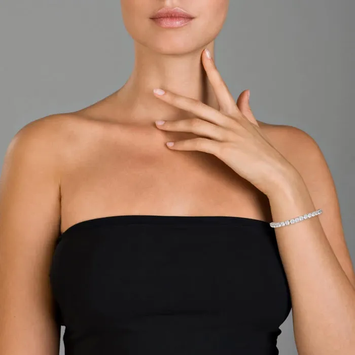 RWandCO Bracelets and Rings Rachel Glauber White Gold Plated Tennis Bracelet With 5mm Cubic Zirconia Silver 8211 Women RWandCO Bracelets and Rings Rachel Glauber White Gold Plated Tennis Bracelet With 5mm Cubic Zirconia Silver 8211 Women
