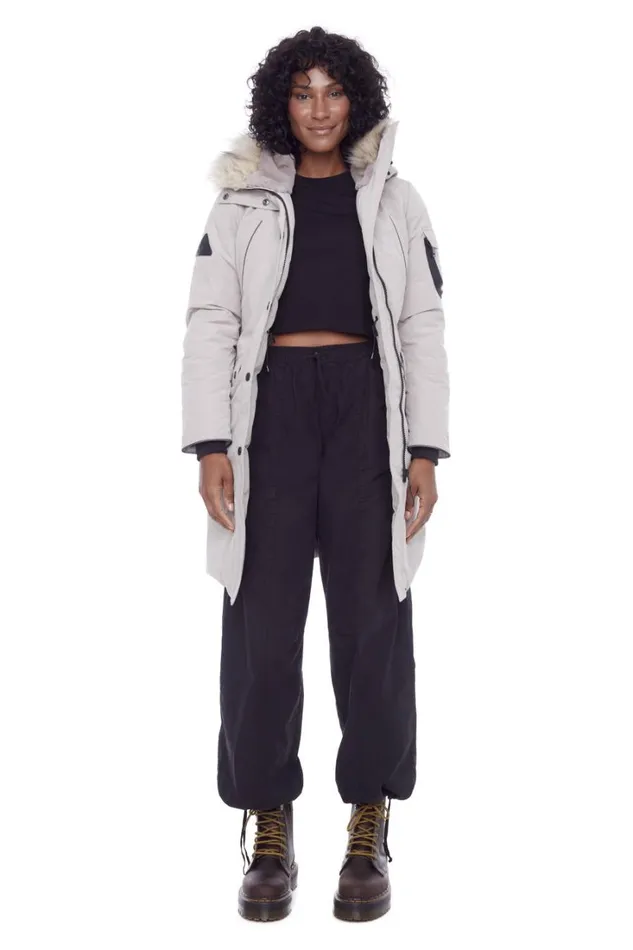 RWandCO Coats and Jackets Alpine North Women039s 8211 LAURENTIAN Vegan Down Recycled Long Parka Winter With Faux Fur Hood Light Brown 8211 Women