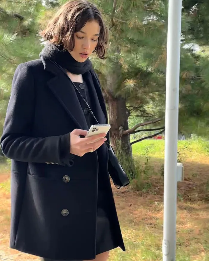 RWandCO Coats and Jackets Black DoubleBreasted Caban Wool Coat Black 8211 Women RWandCO Coats and Jackets Black DoubleBreasted Caban Wool Coat Black 8211 Women
