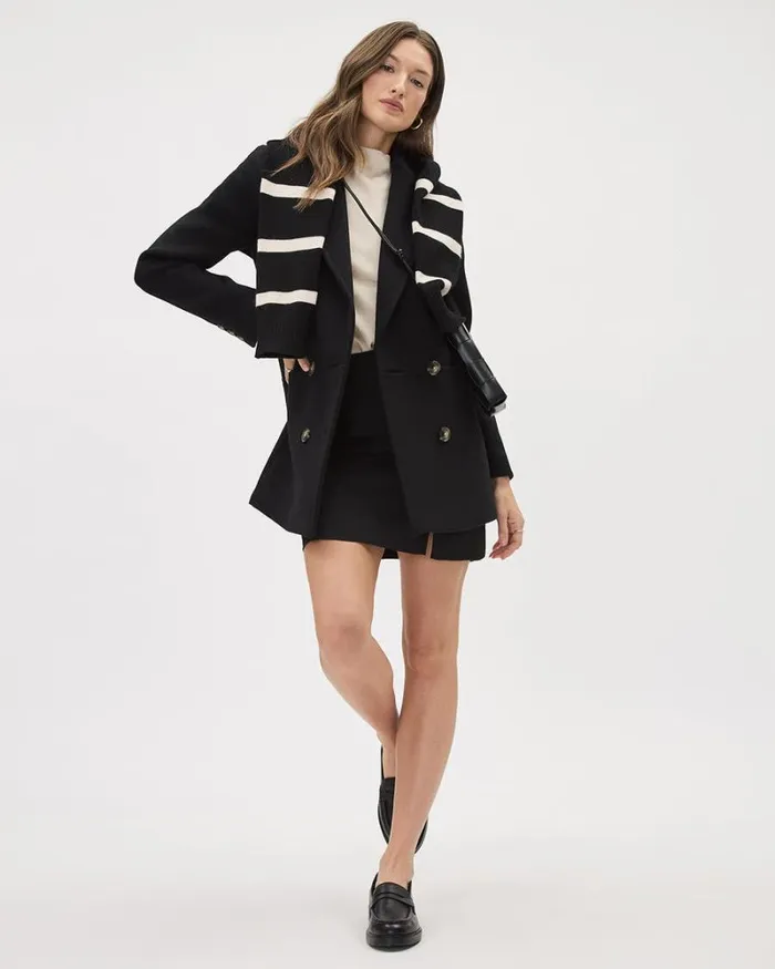 RWandCO Coats and Jackets Black DoubleBreasted Caban Wool Coat Black 8211 Women RWandCO Coats and Jackets Black DoubleBreasted Caban Wool Coat Black 8211 Women
