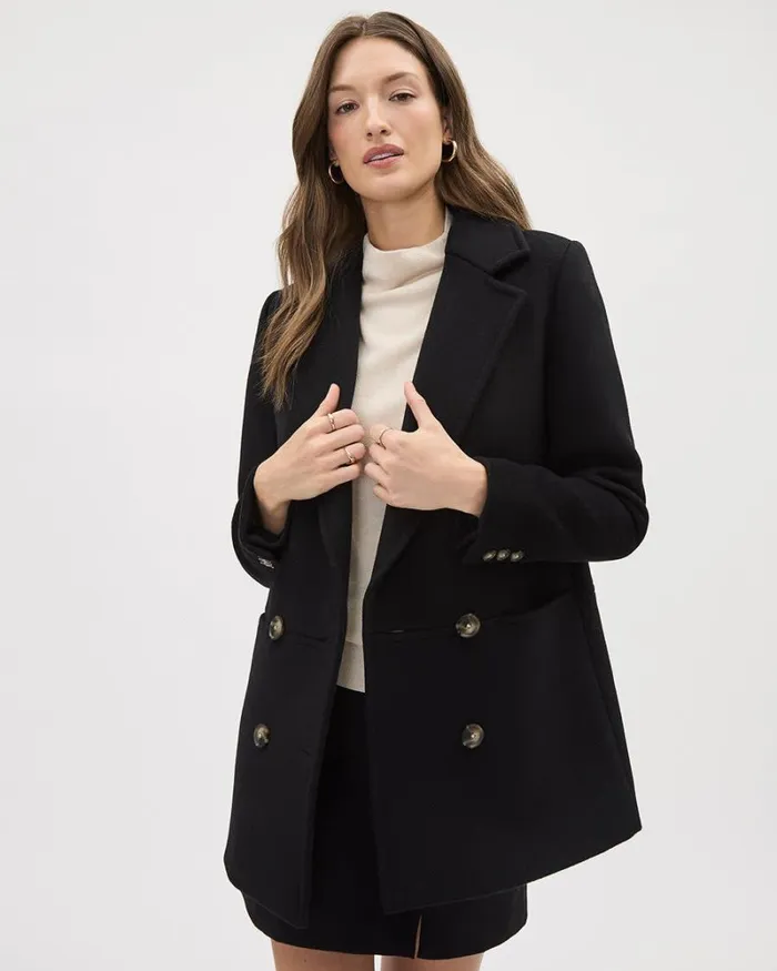 RWandCO Coats and Jackets Black DoubleBreasted Caban Wool Coat Black 8211 Women RWandCO Coats and Jackets Black DoubleBreasted Caban Wool Coat Black 8211 Women