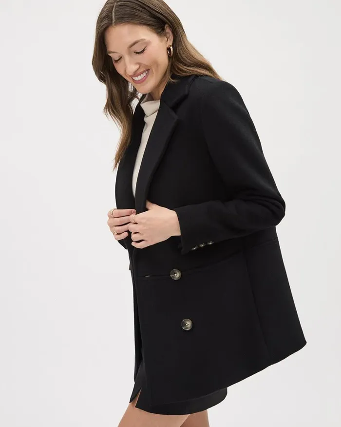 RWandCO Coats and Jackets Black DoubleBreasted Caban Wool Coat Black 8211 Women RWandCO Coats and Jackets Black DoubleBreasted Caban Wool Coat Black 8211 Women