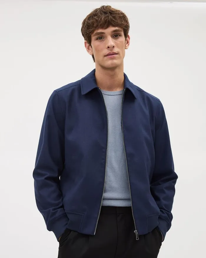 RWandCO Coats and Jackets Brushed Twill Bomber Jacket With Shirt Collar Navy 8211 Men RWandCO Coats and Jackets Brushed Twill Bomber Jacket With Shirt Collar Navy 8211 Men