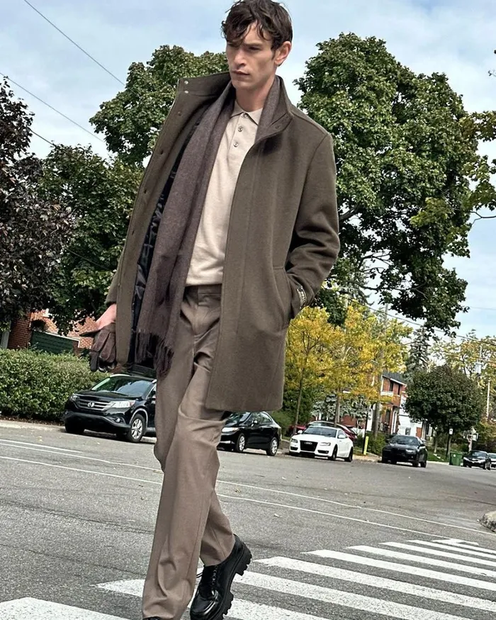 RWandCO Coats and Jackets Classic Brown MockNeck Wool Coat With Dickey Brown 8211 Men RWandCO Coats and Jackets Classic Brown MockNeck Wool Coat With Dickey Brown 8211 Men