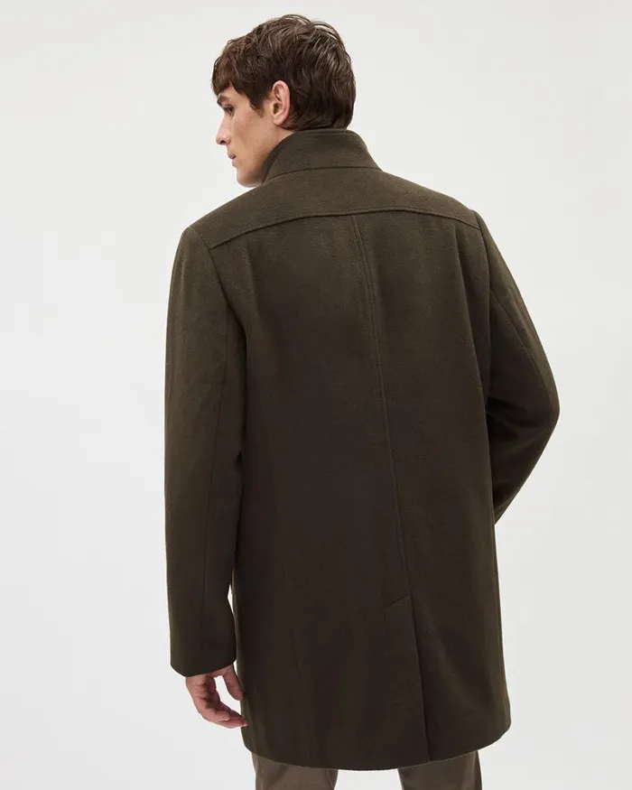 RWandCO Coats and Jackets Classic Brown MockNeck Wool Coat With Dickey Brown 8211 Men
