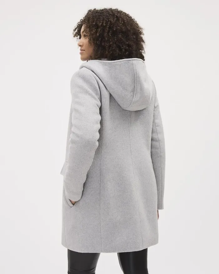 RWandCO Coats and Jackets Classic Wool Coat With Hooded High Neckline Light Grey Mix 8211 Women RWandCO Coats and Jackets Classic Wool Coat With Hooded High Neckline Light Grey Mix 8211 Women