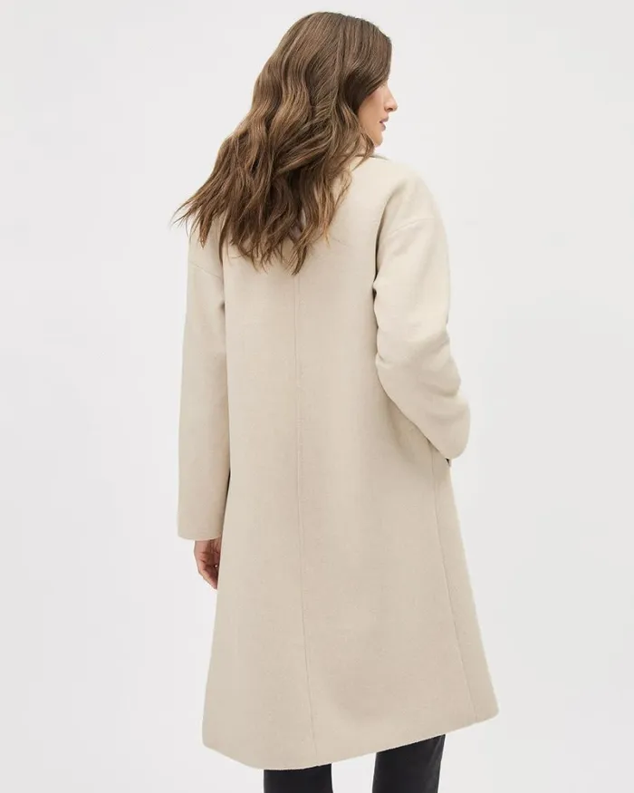RWandCO Coats and Jackets DoubleBreasted Long Wool Coat Light Oatmeal Mix 8211 Women RWandCO Coats and Jackets DoubleBreasted Long Wool Coat Light Oatmeal Mix 8211 Women