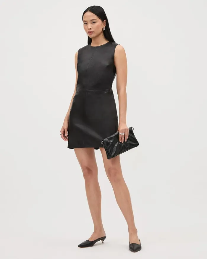RWandCO Dresses Mini Shift Genuine Leather Dress Black 8211 Women RWandCO Dresses Mini Shift Genuine Leather Dress Black 8211 Women