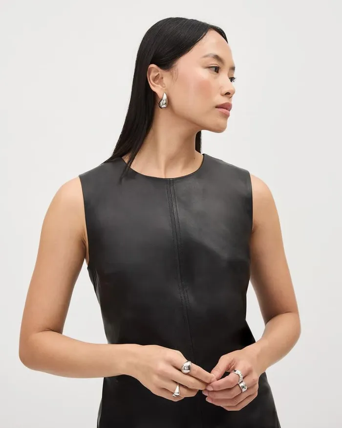RWandCO Dresses Mini Shift Genuine Leather Dress Black 8211 Women RWandCO Dresses Mini Shift Genuine Leather Dress Black 8211 Women