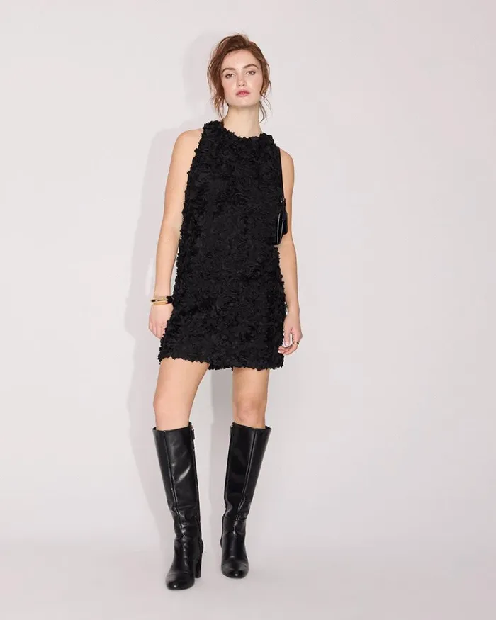 RWandCO Dresses Sleeveless HalterNeck Mini Cocktail Dress With Floral Pattern Black 8211 Women