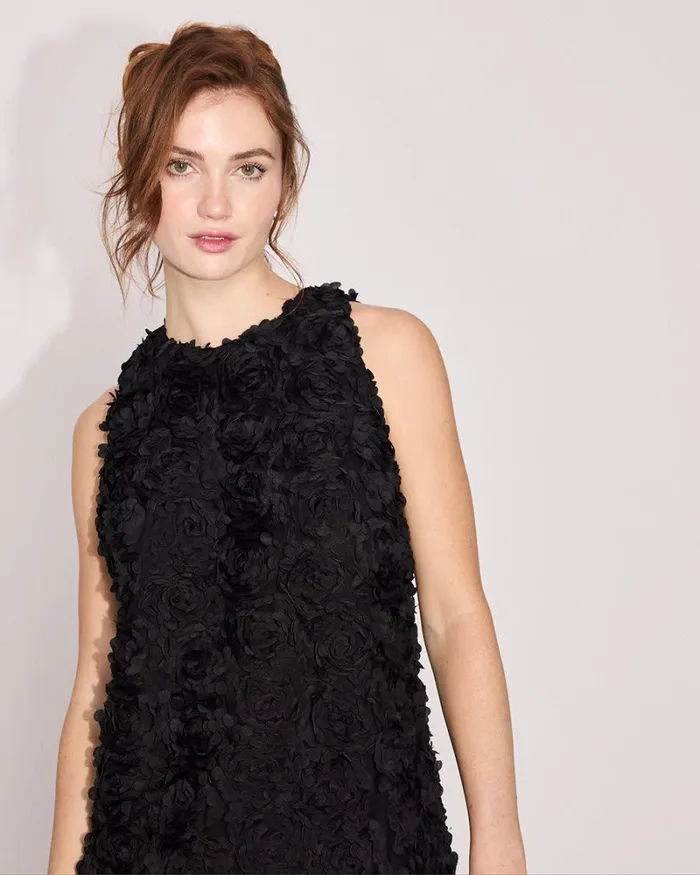 RWandCO Dresses Sleeveless HalterNeck Mini Cocktail Dress With Floral Pattern Black 8211 Women