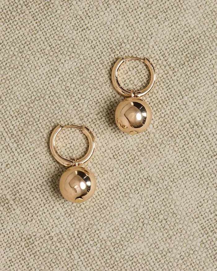 RWandCO Earrings 2in1 Small Hoops With Ball Pendants Gold 8211 Women