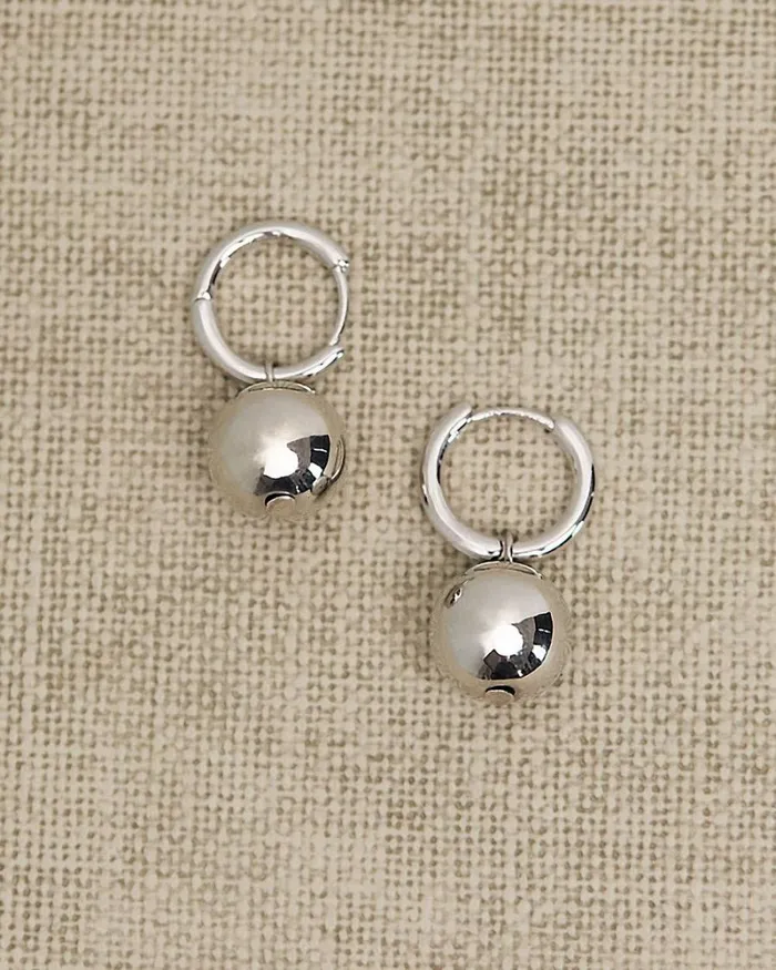 RWandCO Earrings 2in1 Small Hoops With Ball Pendants Silver 8211 Women