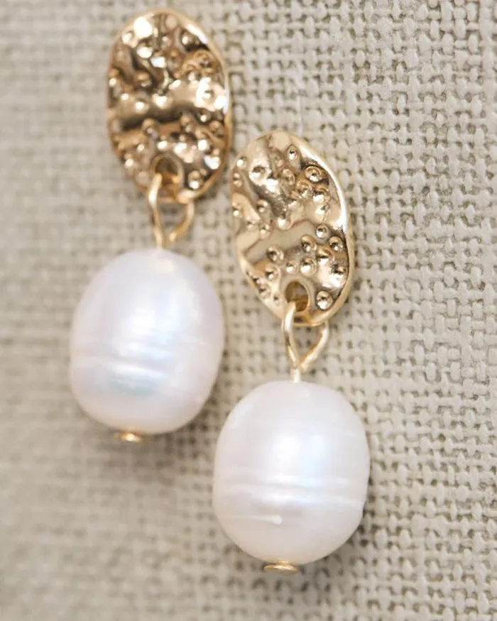 RWandCO Earrings Golden Earrings With Pearl Pendants Gold 8211 Women RWandCO Earrings Golden Earrings With Pearl Pendants Gold 8211 Women