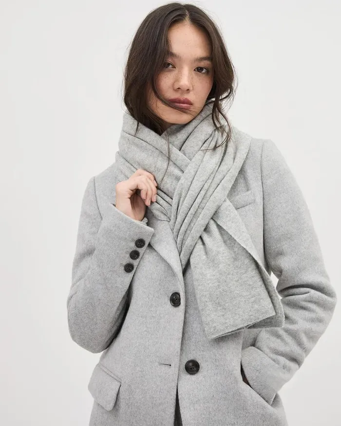 RWandCO Hats Gloves and Scarves WoolBlend Light Knit Scarf Light Grey Mix 8211 Women RWandCO Hats Gloves and Scarves WoolBlend Light Knit Scarf Light Grey Mix 8211 Women