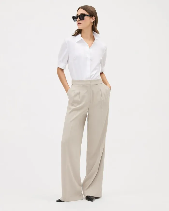 RWandCO HighRise HighRise LongWideLeg Crepe Pant Pure Cashmere 8211 Women