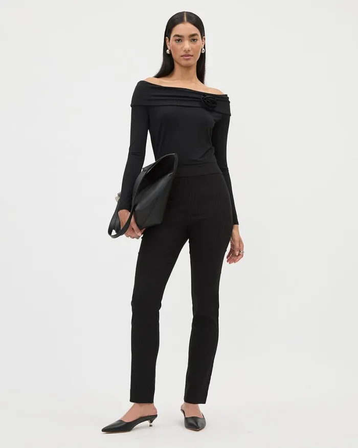 RWandCO Leggings Striped AnkleLength Twill City Legging Pant Black Pin Stripe 8211 Women RWandCO Leggings Striped AnkleLength Twill City Legging Pant Black Pin Stripe 8211 Women