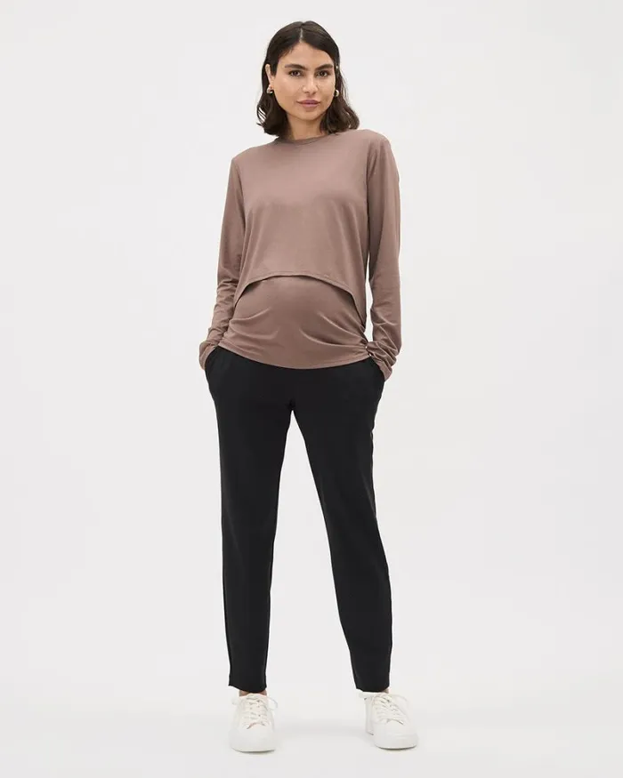 RWandCO Loungewear and Sleepwear LongSleeve Nursing Tee 8211 Thyme Maternity Deep Taupe 8211 Women RWandCO Loungewear and Sleepwear LongSleeve Nursing Tee 8211 Thyme Maternity Deep Taupe 8211 Women