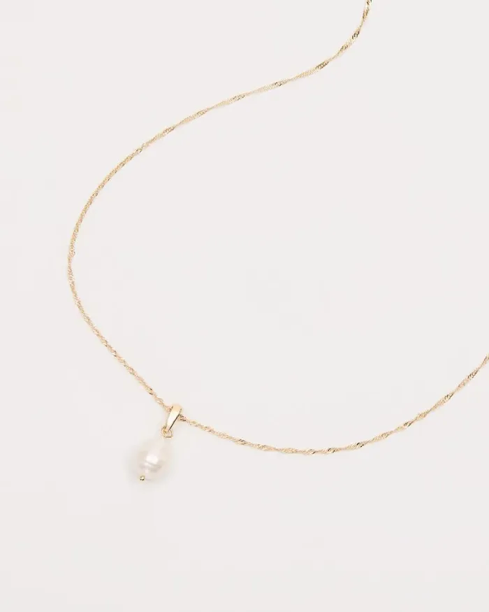 RWandCO Necklaces Long Necklace With Freshwater Pearl Pendant Gold 8211 Women