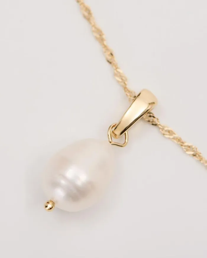 RWandCO Necklaces Long Necklace With Freshwater Pearl Pendant Gold 8211 Women RWandCO Necklaces Long Necklace With Freshwater Pearl Pendant Gold 8211 Women